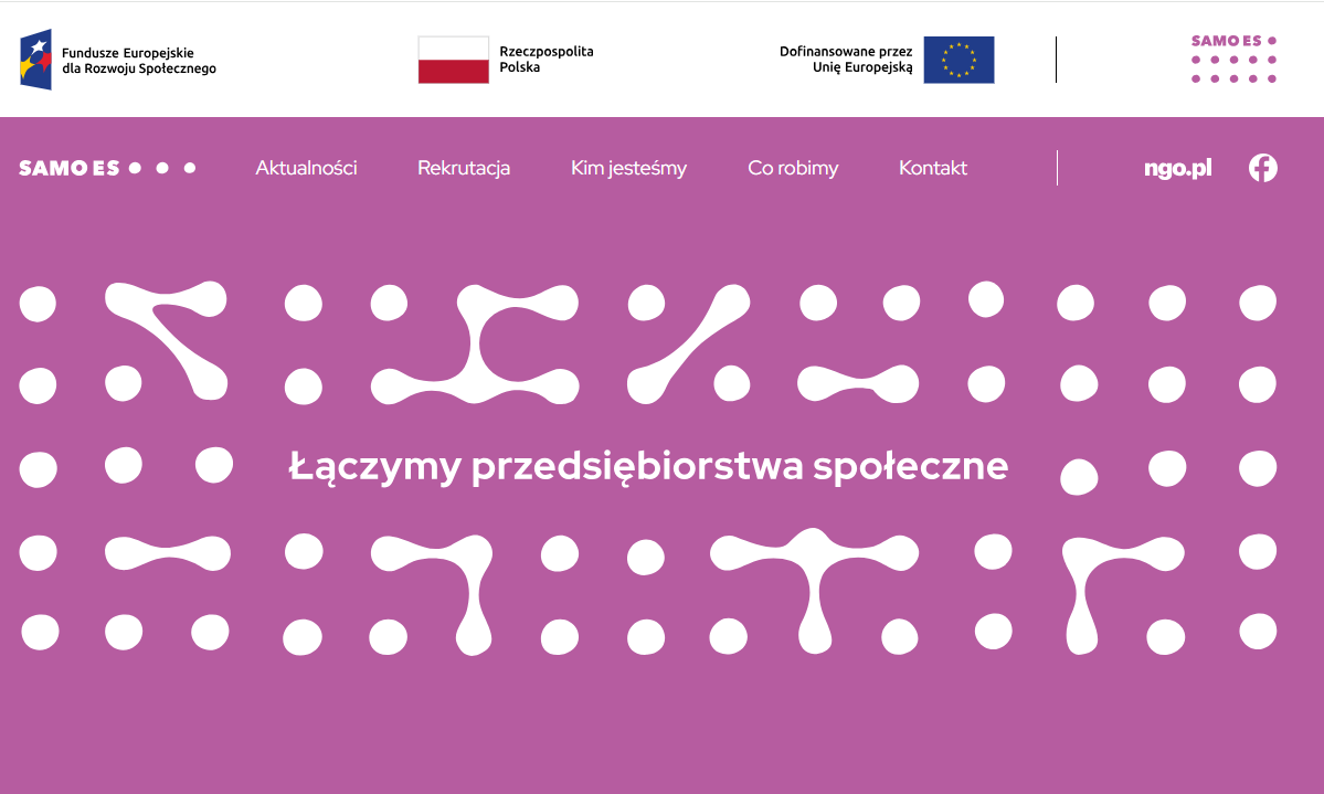 Zdjęcie przedstawia plakat, który jest  zbiorem małych białych kropek i pasków na fioletowym tle. tle