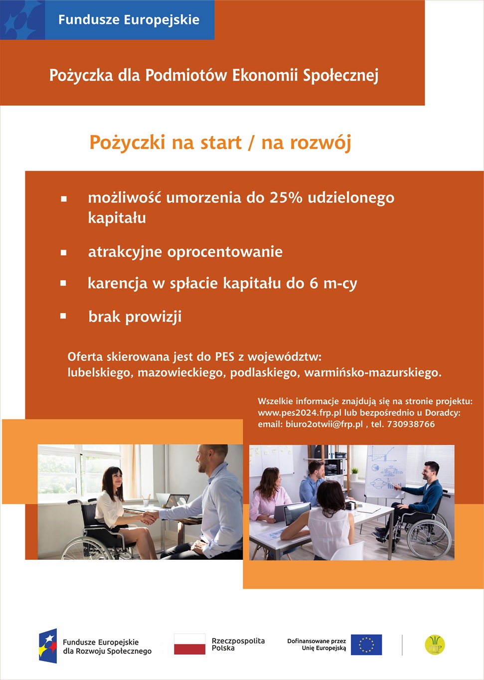 Zdjęcie przedstawia plakat informacyjny, na którym widnieją fotografie mężczyzny i kobiety w jakimś biurze